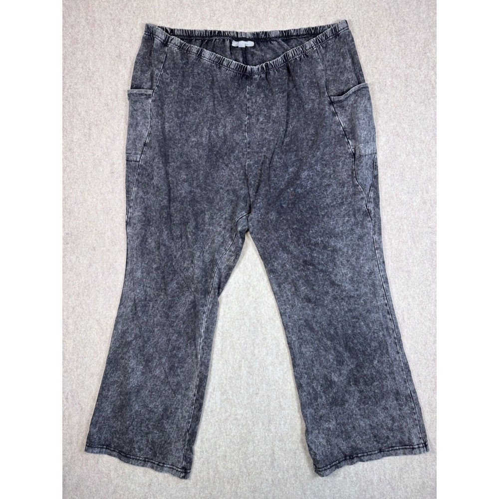 k119. Woman Within Plus Size 5X 30/32 Acid Wash Knit Cargo Pants Wide Leg